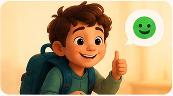 Criança comunicando como está antes da rotina escolar